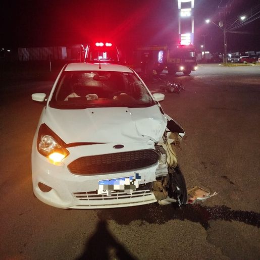 Idoso fica ferido em colisão entre carro e motocicleta na SC-157