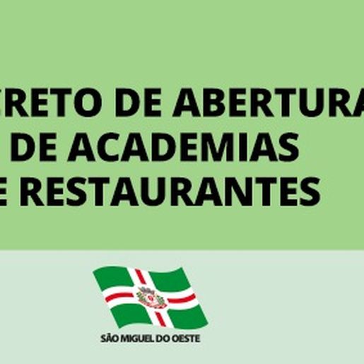 Prefeito emite Decreto autorizando a abertura de restaurantes e academias