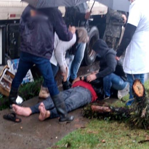 Caminhoneiro fica ferido ao ser atingido por galho de árvore na Aduana