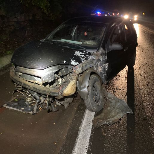 Motorista fica ferido após saída de pista na BR-282, em Cordilheira Alta