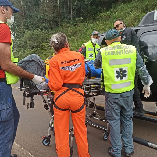 Acidente na SC-160 deixa motociclista gravemente ferido