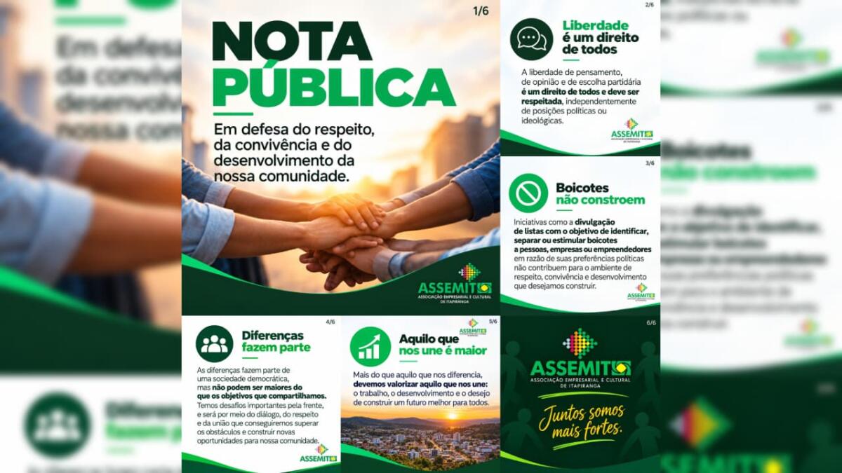 Assemit defende liberdade em nota contra suposta lista de boicote de empresas de Itapiranga