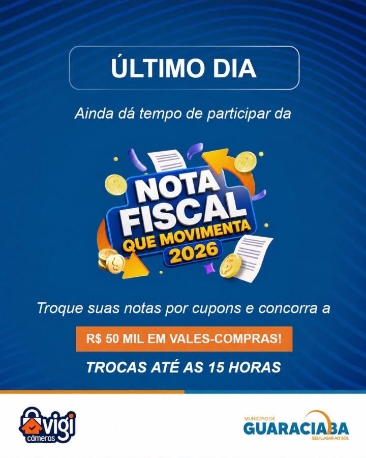 Guaraciaba encerra troca de notas por cupons às 15h desta quarta-feira