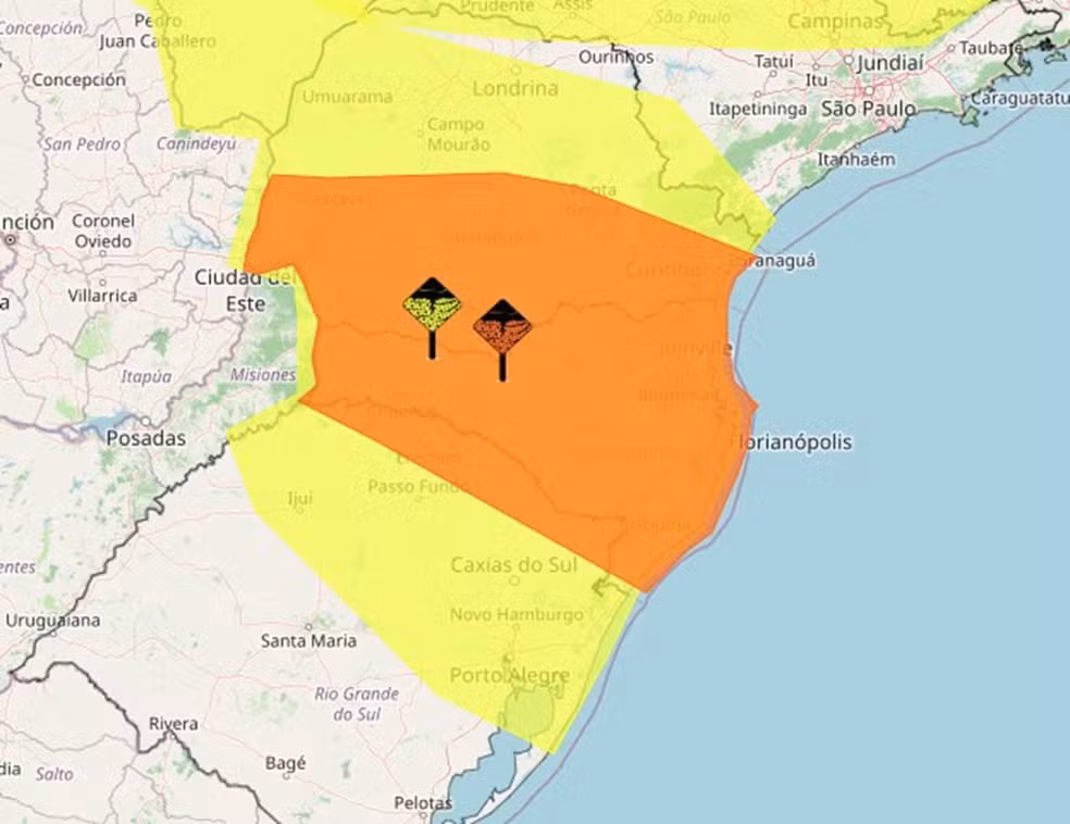 Inmet mantém alertas para tempestades com ventos de até 100 km/h em SC