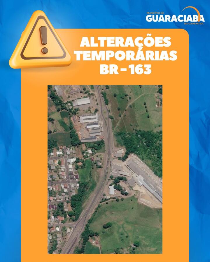 Rotatória no acesso a Guaraciaba pela BR-163 será fechada nesta quarta