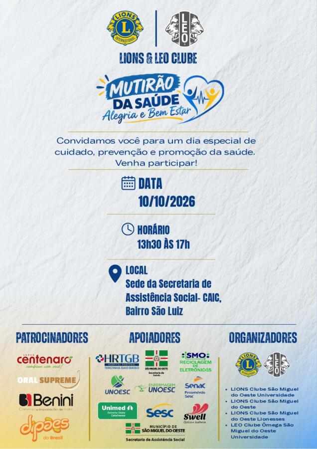 Mutirão da Saúde oferece serviços gratuitos neste sábado em SMO
