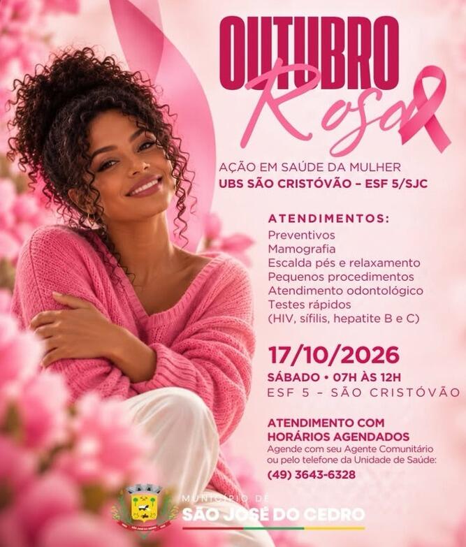 Outubro Rosa amplia atendimentos e exames preventivos em São José do Cedro