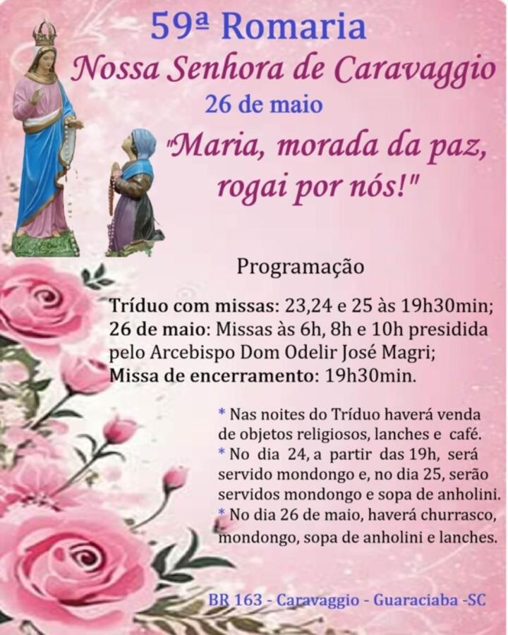 Guaraciaba se prepara para a 59ª Romaria de Nossa Senhora de Caravaggio