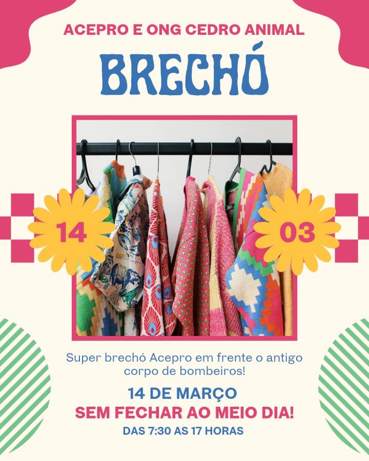 ACEPRO promove brechó solidário neste sábado em São José do Cedro