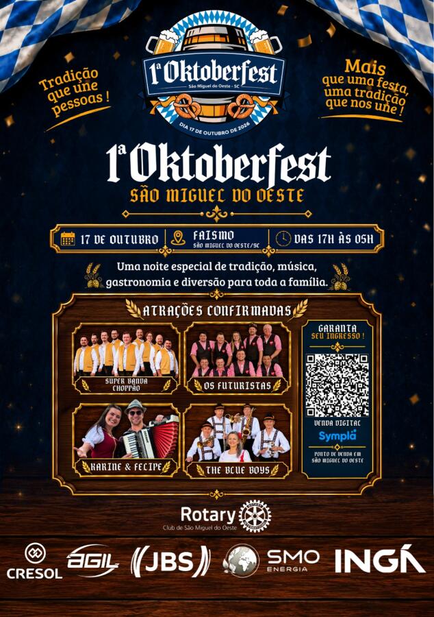 1ª Oktoberfest de São Miguel do Oeste será realizada no próximo sábado no Parque da Faismo