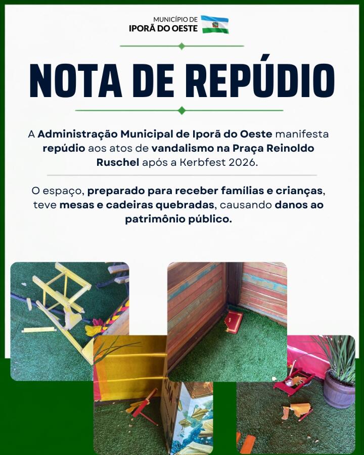 Prefeitura repudia vandalismo na Praça Reinoldo Ruschel