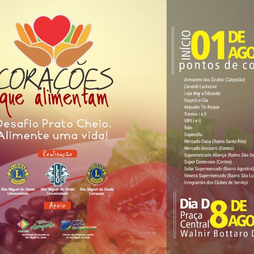 Lions Universidade lança campanha “Corações que Alimentam - Desafio Prato Cheio”