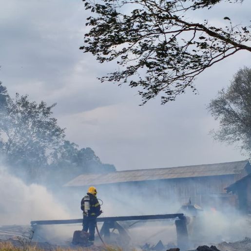 Fogo em vegetação se espalha e atinge galpão no interior de Belmonte