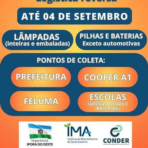Campanha de recolha de lixo reciclável segue até quarta feira em Iporã do Oeste