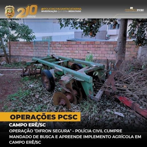 Implemento agrícola é apreendido em Campo Erê
