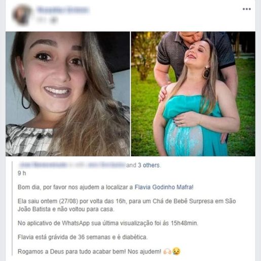 Mulher que matou amiga grávida em SC fez post sobre o desaparecimento