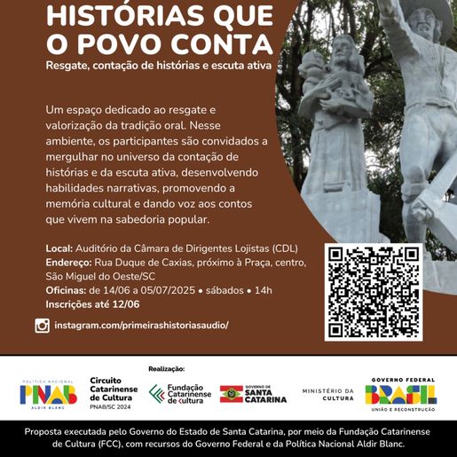 Inscrições abertas para oficinas gratuitas de contação de histórias em São Miguel do Oeste