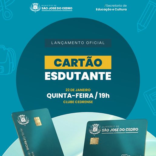 Cartão estudantil beneficiará mais de mil famílias cedrenses