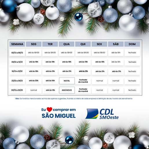 CDL apresenta sugestão de horário ampliado para o comércio em dezembro
