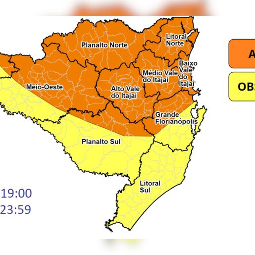 Defesa Civil emite alerta de temporais para SC nos próximos dias