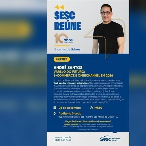 Sesc promove encontro com embaixador do Mercado Livre nesta segunda-feira em SMO