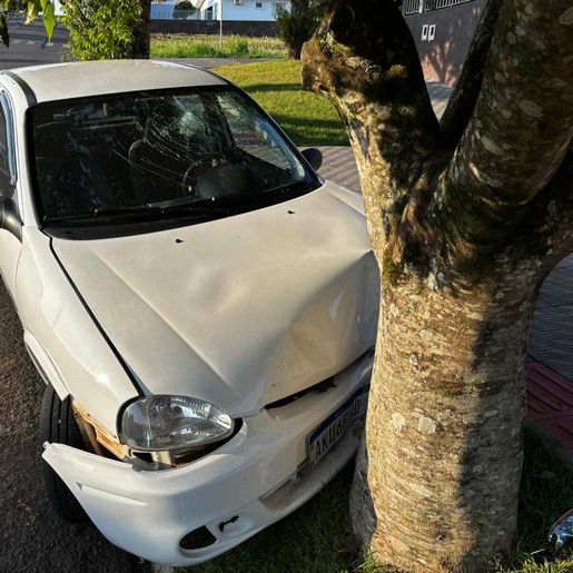 Homem colide carro em árvore no bairro São Luiz, em São Miguel do Oeste