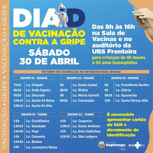 Itapiranga fará roteiro de vacinação contra a gripe para idosos no interior