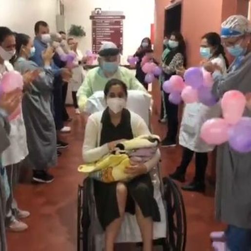 VÍDEO: Mãe com Covid-19 e recém-nascido recebem alta em Florianópolis