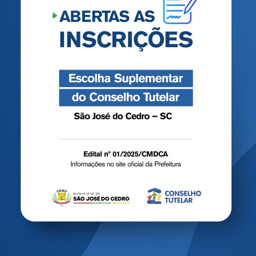 São José do Cedro abre inscrições para eleição suplementar de conselheiros tutelares
