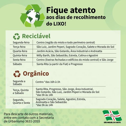 Campanha reforça cronograma de recolha e separação de lixo em SMO