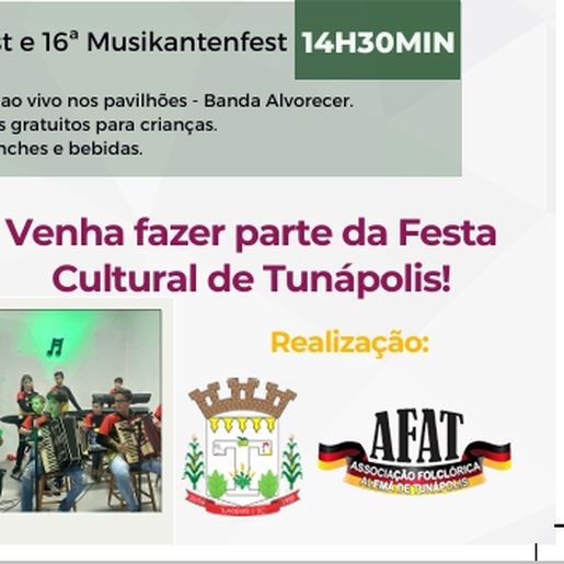 16ª edição do Musikantenfest e 2ª Kulturellefest acontece neste sábado em Tunápolis