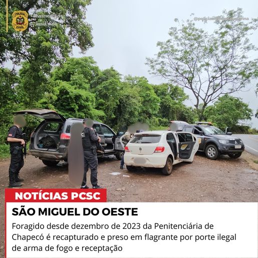Foragido da Penitenciária de Chapecó é preso em flagrante em SMO com arma roubada