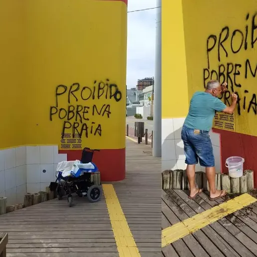 Pichações chamam atenção em praia do Litoral Norte de SC
