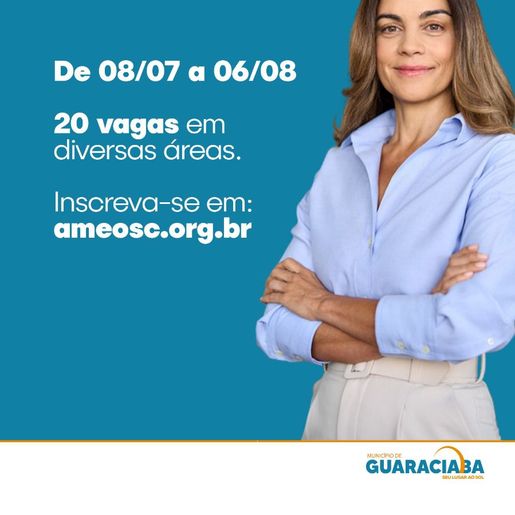 Abertas as Inscrições para Processo Seletivo da Prefeitura de Guaraciaba