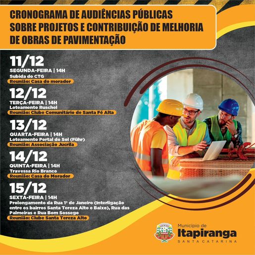 Audiências públicas vão abordar obras de pavimentações em Itapiranga