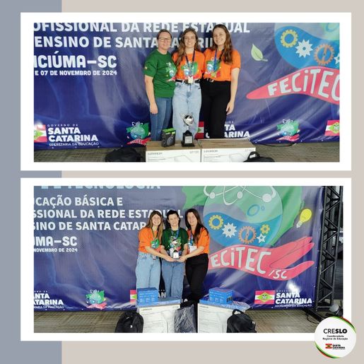 Escolas da CRE de São Lourenço do Oeste conquistam 1º lugar em duas categorias na XVI Fecitec