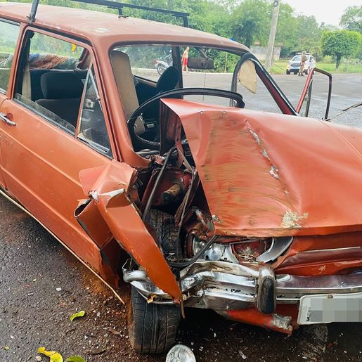 VÍDEO: Carro sai da pista e colide contra árvore na SC 163