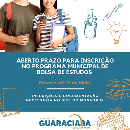 Guaraciaba abre inscrições para programa de bolsas de estudo