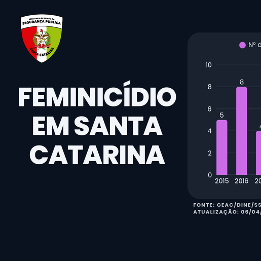 Santa Catarina registra menor número de feminicídios em março dos últimos 10 anos