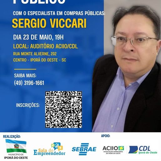 Palestra "Como Vender para o Poder Público" acontece nesta quinta feira em Iporã do Oeste
