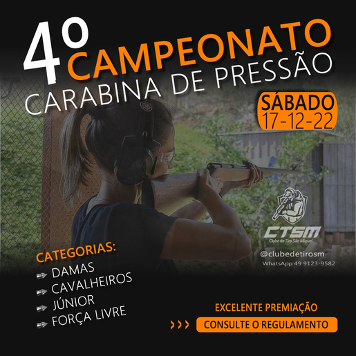 CTSM promove 4º Campeonato de Carabina de Pressão neste sábado