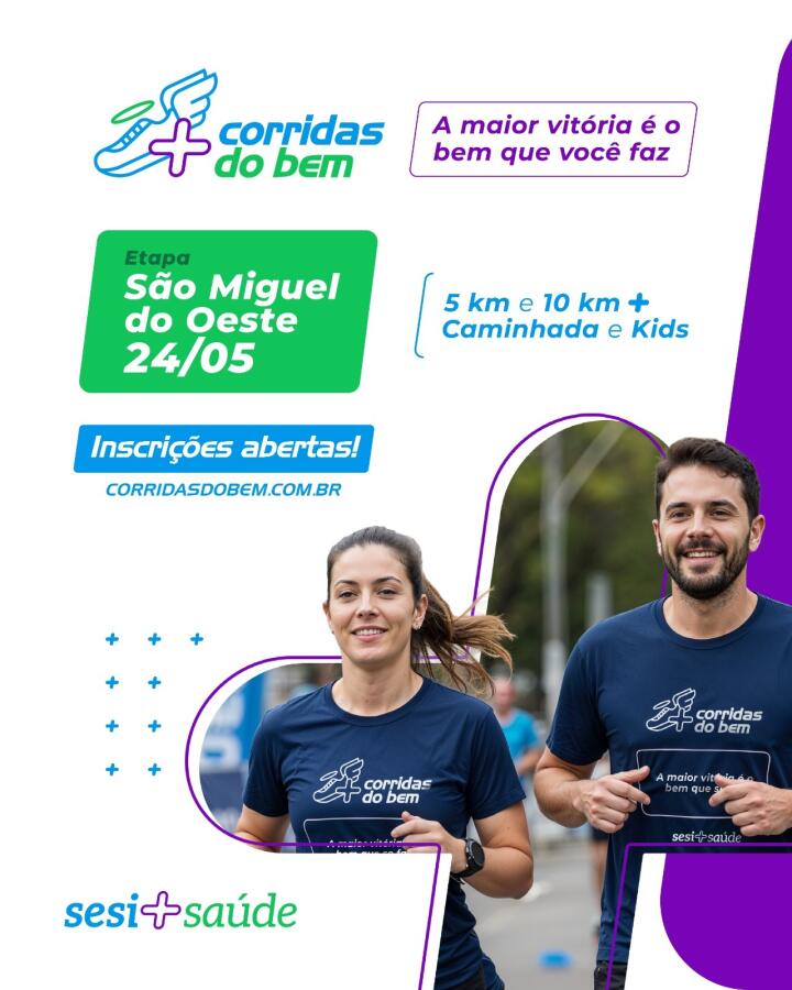Inscrições para Corrida do Bem seguem abertas até 18 de maio em SMO