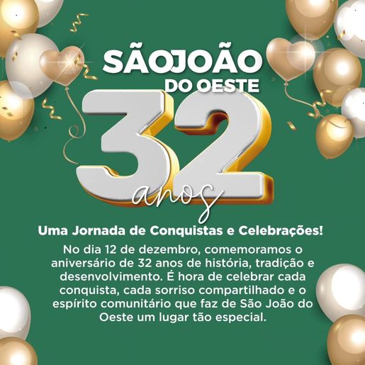 São João do Oeste comemora 32 anos de emancipação