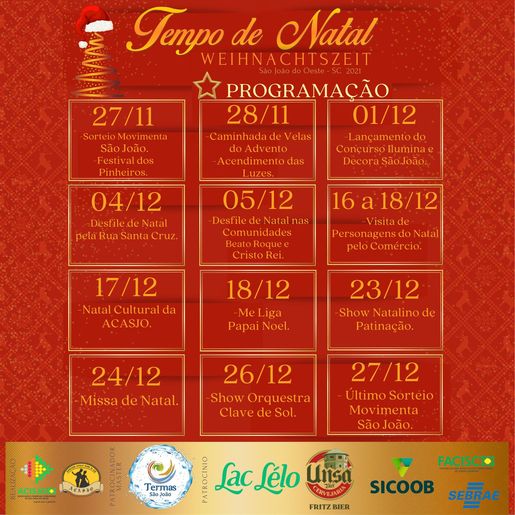 São João do Oeste terá várias atrações na Programação de Natal