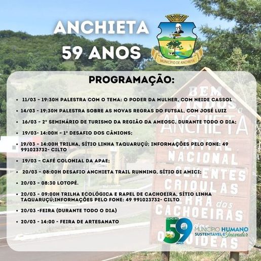 Prefeitura de Anchieta faz programação de aniversário de emancipação