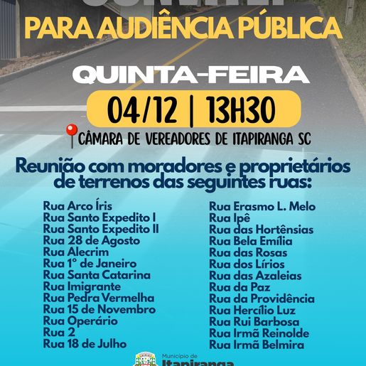 Audiência pública define pavimentações em 26 ruas de Itapiranga