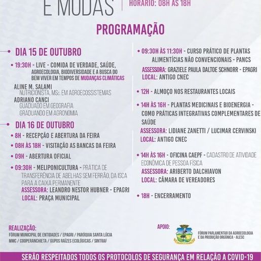 Feira regional das Sementes Crioulas e Mudas será realizada neste mês