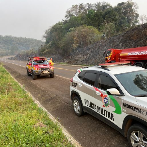 VÍDEO: Incêndio atinge vegetação às margens da BR 282, entre SMO e Paraíso