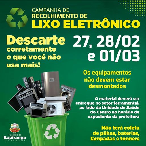 Itapiranga terá nova recolha de lixo eletrônico no final do mês