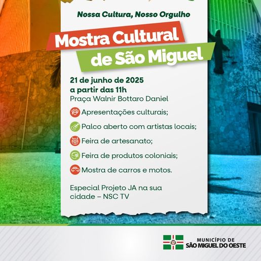 São Miguel do Oeste promove Mostra Cultural no dia 21 de junho